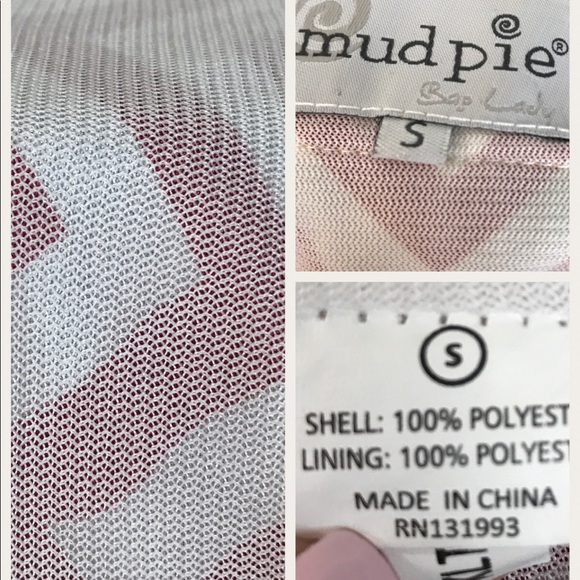 MUD PIE chevron print red white midi Small - Picture 7 of 8